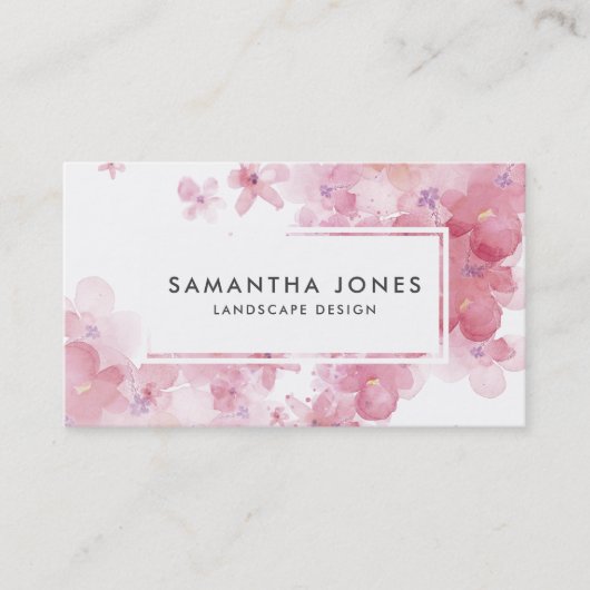 ピンクモダンのフローラ景観作家 名刺 (正面)