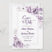 ピンクモダンのフローラ結婚式の日付を保存 招待状 (正面)