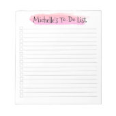 ピンクモダンのブラシストロークのチェッパーソナライズされたクリスト ノートパッド (正面)