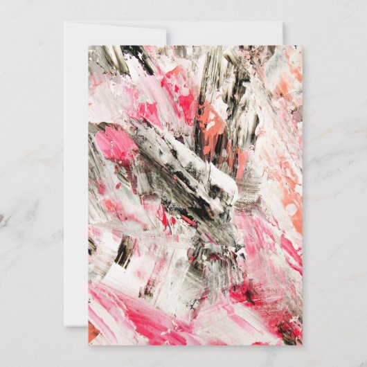 ピンクモダンのブラシストローク抽象芸術結婚トレンディー 招待状 (裏面)