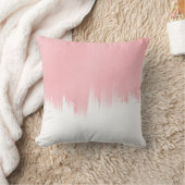 ピンクモダンのブラシストローク白デザイン クッション (ブランケット)