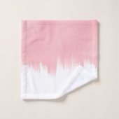 ピンクモダンのブラシストローク白デザイン バスタオルセット (ウォッシュタオル)