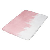ピンクモダンのブラシストローク白デザイン バスマット (アングル)