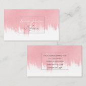ピンクモダンのブラシストローク白デザイン 名刺 (正面/裏面)