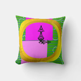 ピンクモダンのブロック(金ゴールド緑) クッション