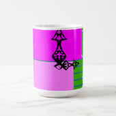 ピンクモダンのブロック(金ゴールド緑) コーヒーマグカップ (中央)
