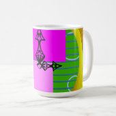 ピンクモダンのブロック(金ゴールド緑) コーヒーマグカップ (正面右)