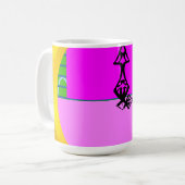 ピンクモダンのブロック(金ゴールド緑) コーヒーマグカップ (正面左)