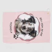 ピンクモダンのペットドッグ最高のママ ゴルフタオル (横)