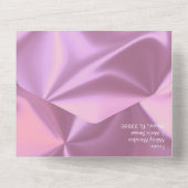 ピンクモダンのホイル黒の光沢結婚のある オールインワン招待状 (裏面)