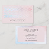 ピンクモダンのホログラフィックドットパターン 名刺 (正面/裏面)