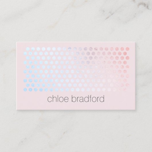 ピンクモダンのホログラフィックドットパターン 名刺 (正面)