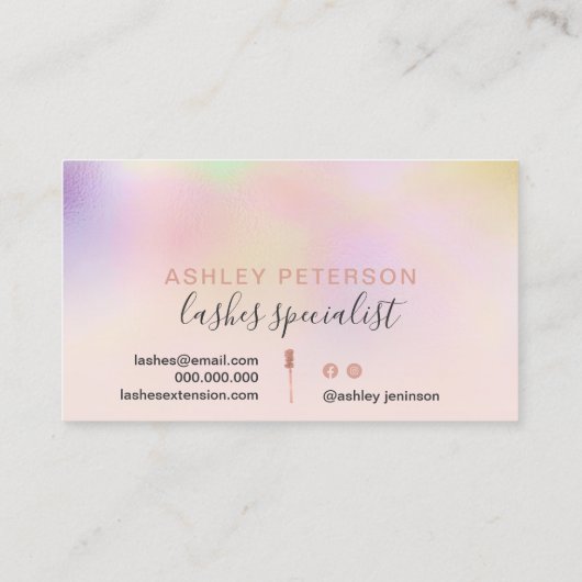 ピンクモダンのホログラフィックブラシ 名刺 (裏面)