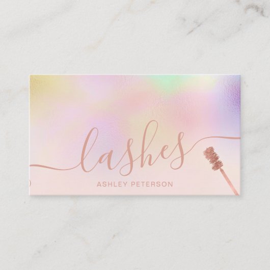 ピンクモダンのホログラフィックブラシ 名刺 (正面)