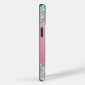 ピンクモダンのホログラフィフェイクックグリッターモノグラム Case-Mate iPhoneケース (裏面 / 右)