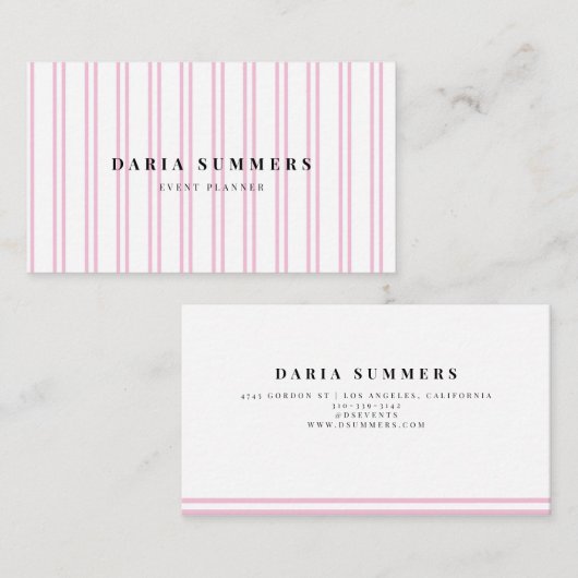 ピンクモダンのミニマリスト。 名刺 (正面/裏面)