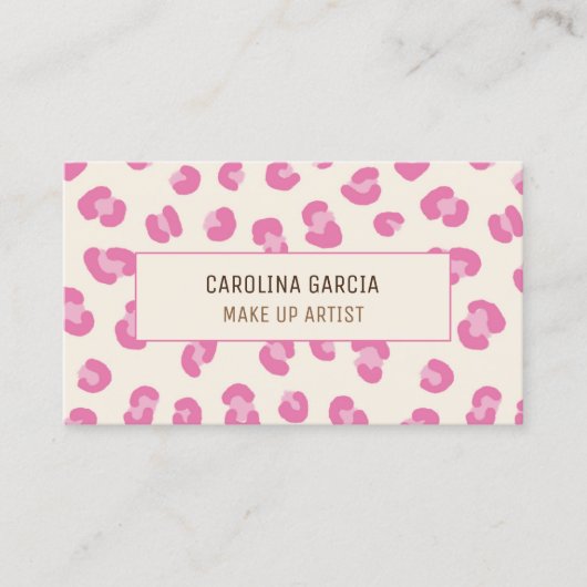 ピンクモダンのメイクアップアーティスト 名刺 (正面)