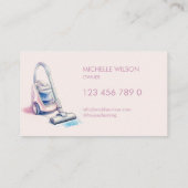 ピンクモダンのメイド掃除サービス 名刺 (裏面)