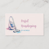 ピンクモダンのメイド掃除サービス 名刺 (正面)