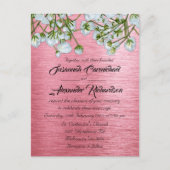 ピンクモダンのメタリックとホワイトのロ結婚ース ポストカード (正面)