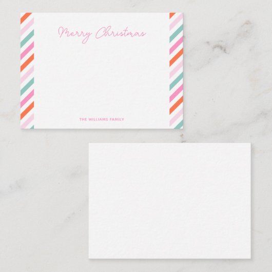 ピンクモダンのメリークリスマス ノートカード (正面/裏面)