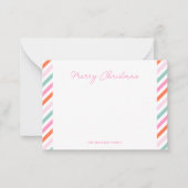 ピンクモダンのメリークリスマス ノートカード (正面)