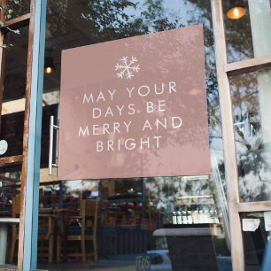 ピンクモダンのメリークリスマス  ホリデーウィンドウ固定 ウィンドウサイン