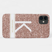 ピンクモダンのモノグラムと名前の電話ケース Case-Mate iPhoneケース (裏面(横))