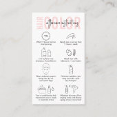 ピンクモダンのロゴのヘアカラーのアフターケアの手順 名刺 (正面)