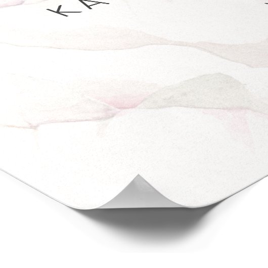 ピンクモダンのローズウォーター色のフローラの結婚歓迎 ポスター (角)