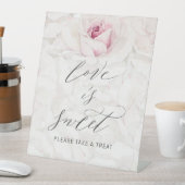 ピンクモダンのローズフローラの愛結婚は甘い 台座サイン (インサイチュ)