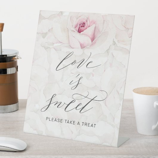 ピンクモダンのローズフローラの愛結婚は甘い 台座サイン (インサイチュ)