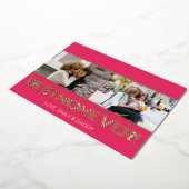 ピンクモダンのローズ金ゴールド最高のママ今まで写真コラージュ 箔シーズンカード (回転した状態)