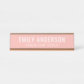 ピンクモダンの会社員 デスクネームプレート (正面)