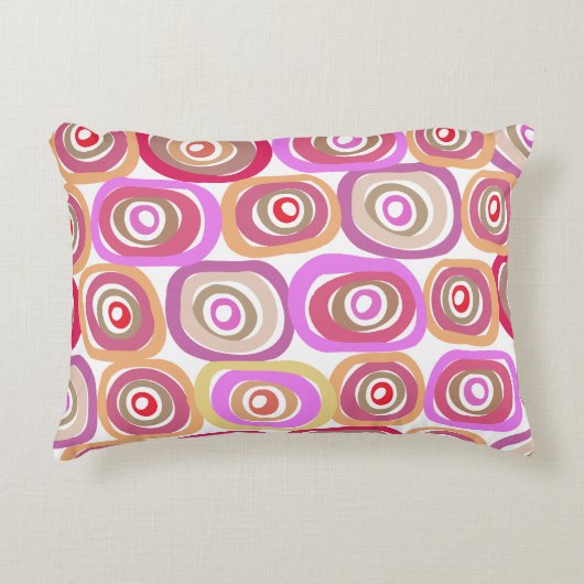 ピンクモダンの円の装飾枕 アクセントクッション (正面)