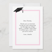 ピンクモダンの写真の卒業 サンキューカード (裏面)