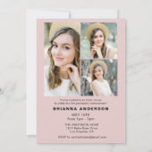 ピンクモダンの写真エレガント卒業パーティー 招待状 (裏面)