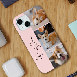 ピンクモダンの写真コラージュ iPhone 15ケース