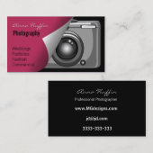 ピンクモダンの写真、カメラ 名刺 (正面/裏面)