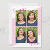 ピンクモダンの卒業写真招待状 招待状 (正面)