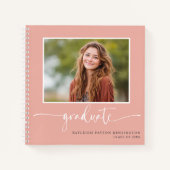 ピンクモダンの卒業式ゲストブックと写真 ノートブック (正面)