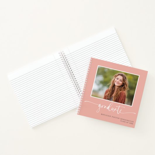 ピンクモダンの卒業式ゲストブックと写真 ノートブック (内部)