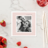 ピンクモダンの台本とシックなド結婚ットの写真 スタンダードカクテルナプキン (インサイチュ)