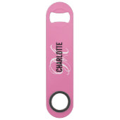 ピンクモダンの名モノグラムの前バー鍵 スピード栓抜き (正面)