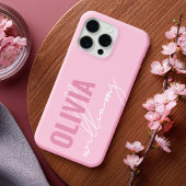 ピンクモダンの名前モノグラム iPhoneケース