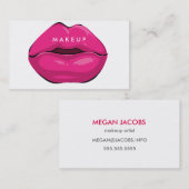 ピンクモダンの唇を持つホワイトカード 名刺 (正面/裏面)