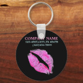 ピンクモダンの唇メイクアップアーティスト美容師 キーホルダー (正面)