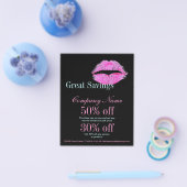 ピンクモダンの唇メイクアップアーティスト美容師 チラシ (シングル)