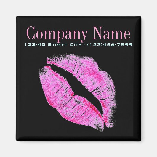 ピンクモダンの唇メイクアップアーティスト美容師 マグネット (正面)