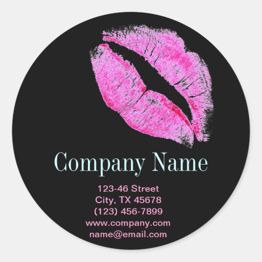 ピンクモダンの唇メイクアップアーティスト美容師 ラウンドシール (正面)